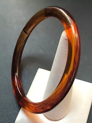 Gorgeous Estate Brown Marbled Translucent Lucite Vintage Bangle Bracelet • $6