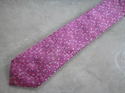 BUGATCHI Designer Pink Geometric Pattern 100% Silk Neck Tie (Made In Italy) • $19.95