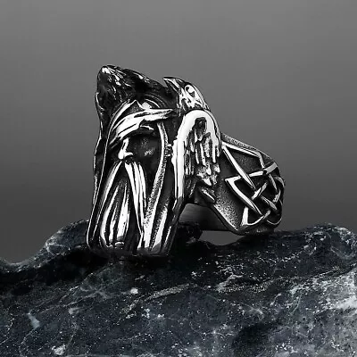 Men's Fashion Ring Viking Nordic Chieftain Portrait Stainless Steel • $12.95
