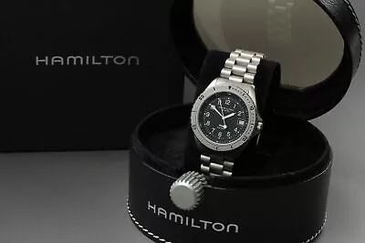 [Near Mint W/Box] Hamilton Khaki Sub 9745B 660ft Black Dial Qz Men's Watch Japan • £253.06