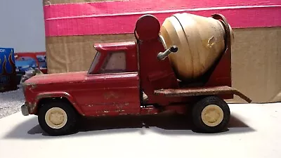 1960's Tonka Jeep Cement Mixer Truck Pressed Steel Red USA Works • $12.89