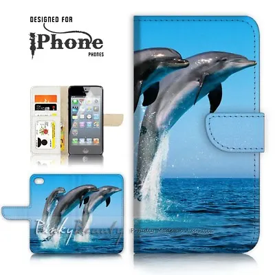 $12.99 • Buy ( For IPhone 6 / 6S ) Wallet Case Cover P21091 Dolphin