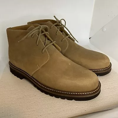 Orvis Mens Suede Chukka Boots 9 D Tan Leather Vibram Rubber Sole Ankle Shoe • $50