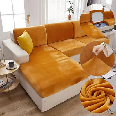 $6.19 • Buy 1/2/3 Seaters Stretch Velvet Seat Cushion Covers Slipcover Sofa Couch Protector