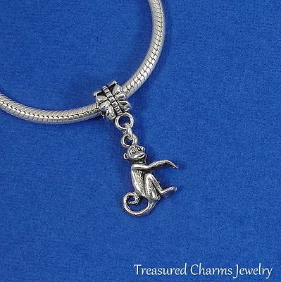 Silver Cute Monkey Dangle Bead Zoo Animal CHARM Fits EUROPEAN Bracelet *NEW* • $10.95