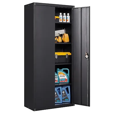Locking Tall Metal Storage Cabinet 5 Shelf Tool Cabinet 4 Adjustable Shelves • $139.99