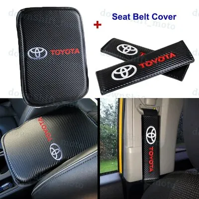 For NEW TOYOTA Carbon Fiber Car Center Armrest Cushion Mat Pad Cover Combo Set • $19.99