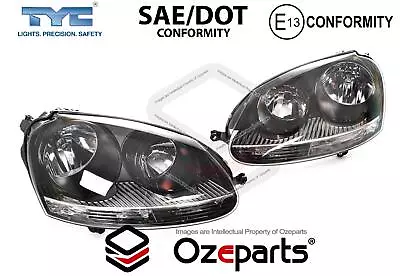$357.37 • Buy Pair LH+RH Head Light Lamp Black Halogen For Volkswagen VW Golf MK 5 GTi 04~08