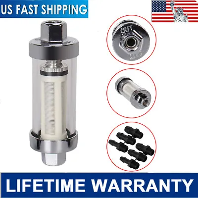 $10.99 • Buy Universal 1/4  5/16  3/8  Chrome Gas Glass Reusable Washable Inline Fuel Filter