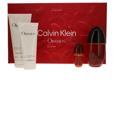 Calvin Klein Obsession 100ml & 15ml  Eau De Parfum  Body Lotion Shower Gel Set • £50