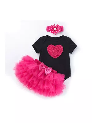 Baby Girl First 1st Birthday Minnie Mouse Outfit Dress Tutu Skirt Headband Party • £14.49