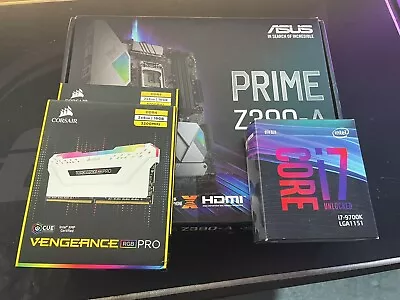 Intel I7-9700K Motherboard (ASUS Z390-A) *white* Bundle. 32gb Vengeance DDR4 Ram • £350