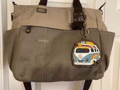 NEW ITEM!!   NEW LISTING!!  CHALA MULTI POCKET TOTE W/VW BUS KEY FOB - DARK GRAY • $70