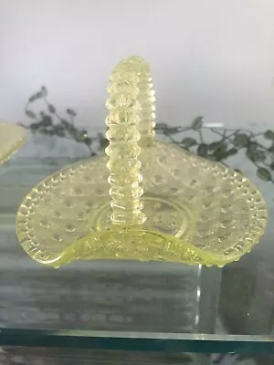 Vintage Yellow Vaseline Uranium Glass Basket • $30