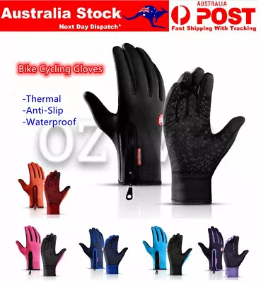  Motorcycle Bike Gloves Sports Unisex Touchscreen Winter Thermal Warm Waterproof • $10.60