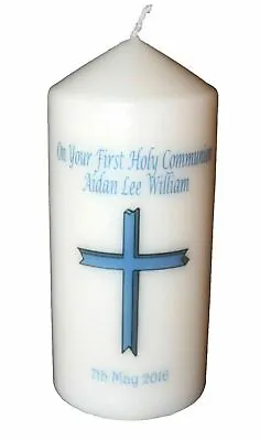 1st Holy Communion Candle Personalised Gift Blue Cross For Boy Keepsake   • £17.99