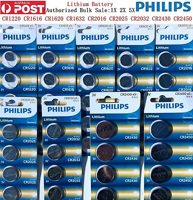 PHILIPS CR1220 CR1616 CR1620 CR1632 CR2016 CR2025 CR2032 CR2430 CR2450 Battery  • $3