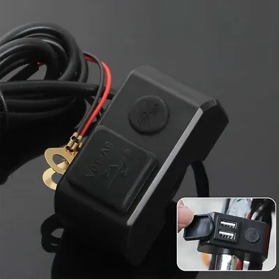 Motorcycle Dual USB Port Handlebar Charger 3A 12V To 5V Fast Charging Adapter US • $8.54