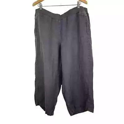 J. Jill Love Linen Women's Size XL Gray Elastic Waist Wide Leg Capri Pants • $26