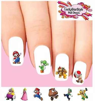 Waterslide Nail Decals Set Of 20 - Mario Bros Brothers Assorted • $2