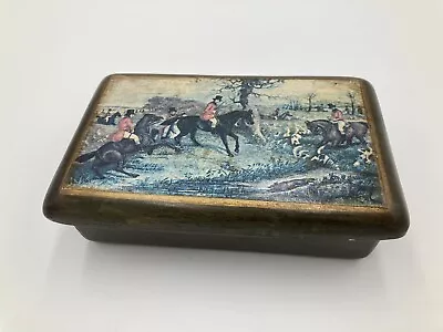 Vintage Butter Dish Serving Ceramic Fox Hunting Scene Dogs Horses ORIGINAL • $34.99