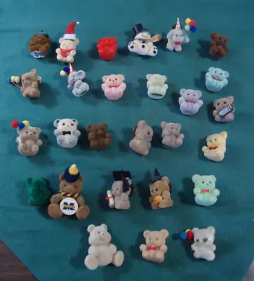 27 Miniature Flocked Teddy Bears • $14.50