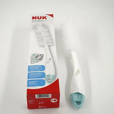 NUK 2 In 1 Flexible Baby Bottle & Teat Brush & Mini Bottle Brush White New • £4.79