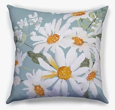 Vintage Daisy Floral Garden Linen 18x18” Throw Pillow Cover Holiday HOME Decor • $13.56