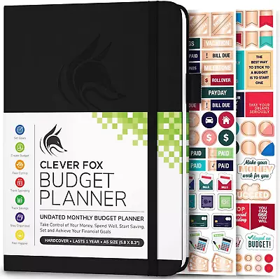 Budget Planner Notebook - Monthly Expense Tracker & Bill Organizer A5 Black • $27.99