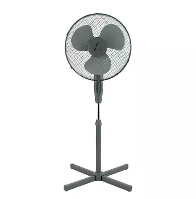 ALINI 16 Inch Oscillating Electric 3 Speed Floor Stand Pedestal Cooling Fan Grey • £17.95