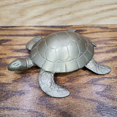 Vintage Brass Sea Turtle Lidded Trinket Dish Jewelry Box 8  X 6.5  • $29.99