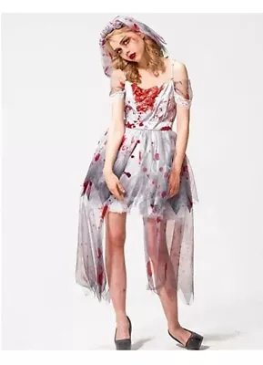 £11 • Buy Halloween Zombie Bride Women's Large Wedding Fancy Dress Role Play Adult IKALI 