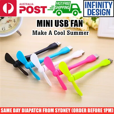 $4.95 • Buy Mini USB Fan Cooling Cooler Portable Flexible Detachable For PowerBank/PC/Laptop