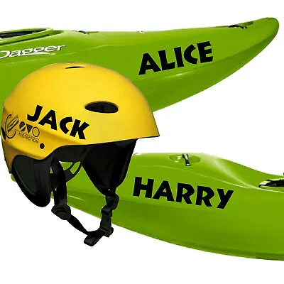 2 X Personalised Kayak Name Sticker DecalCanoe Helmet Name Sticker Decal. FT5 • £3.25