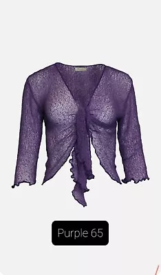 £8.99 • Buy Womens Ladies Bali One Size Tie Up Stretch  Net Shrug Cardigan Purple65 Colour