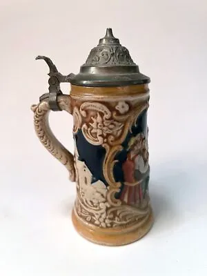 Vintage 1/8 Liter Reinhold Merkelbach Lidded Beer Stein Germany 5 1/2  • $14.99