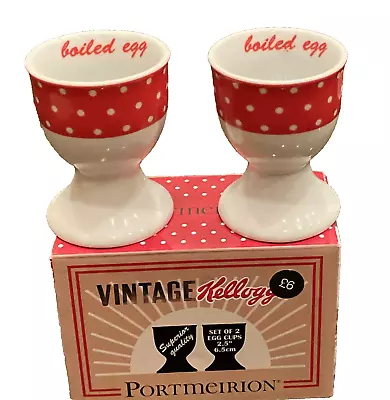 Vintage Kellogg's  PortmerionRed & White Polka Dot Egg Cups 2.5  6.5cm Set 2 New • $12.99