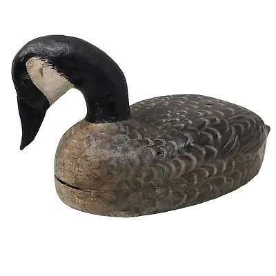 Large Vintage Carved Wood & Hand Painted Canadian Goose Decoy 18  X 9 X 8  5 Lb • $292.50