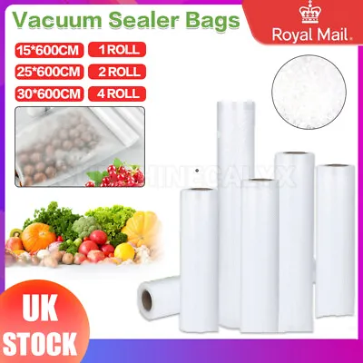 £6.64 • Buy 1/2/4 Rolls 15/25/30cm Textured Vacuum Sealer Sous Vide Food Saver Storage Bag