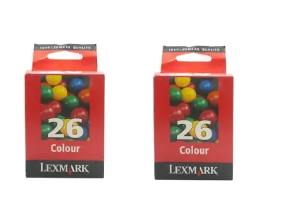 2x Original Lexmark Ink Cartridge 26 For I3 X1100 X1110 Z500 Z600 X74 X75 • £14.56