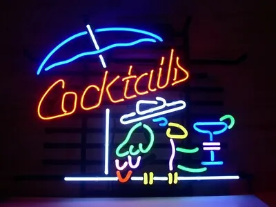 Cocktails Parrot Martini Umbrella Bar 17 X14  Neon Light Sign Lamp Beer Open Pub • $99.99