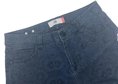 Cabi Style 3196 Women’s Skinny Jeans Dark Wash Blue Lace Floral Size 8 Curvy • $15