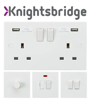 £3.37 • Buy Knightsbridge Square White Full Range Light Switches, Plug Sockets, Fused Spurs