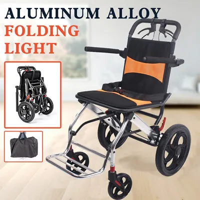 Folding Aluminium Wheelchairs Travel Wheelchair Handbrake Ultra-Light Wheelchair • $299.89