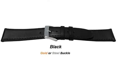 XL XXL RELIABLE Real Genuine LEATHER Watch Strap 16mm 18mm 20mm Black Brown Tan • £10.95