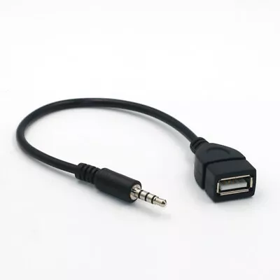 3.5mm Male AUX Audio Plug To USB-A Female OTG Jack Converter Lead Adapter In-Car • £2.90