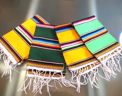 SET Of 4: MEXICAN SERAPE SALTILLO PLACEMATS LOOMED FABRIC - MADE IN MEXICO • $42.50