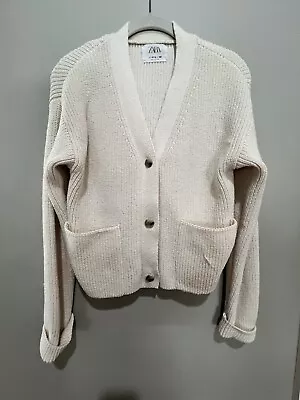 Zara Ivory Cardigan With Pockets Size 13-14 • $5.70