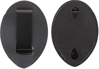 $15.99 • Buy Black Leather Clip On Badge Holder Uniform Shield Law Enforcement Security Duty