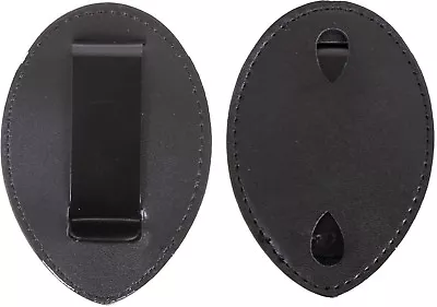 Black Leather Clip On Badge Holder Uniform Shield Law Enforcement Security Duty • $15.99